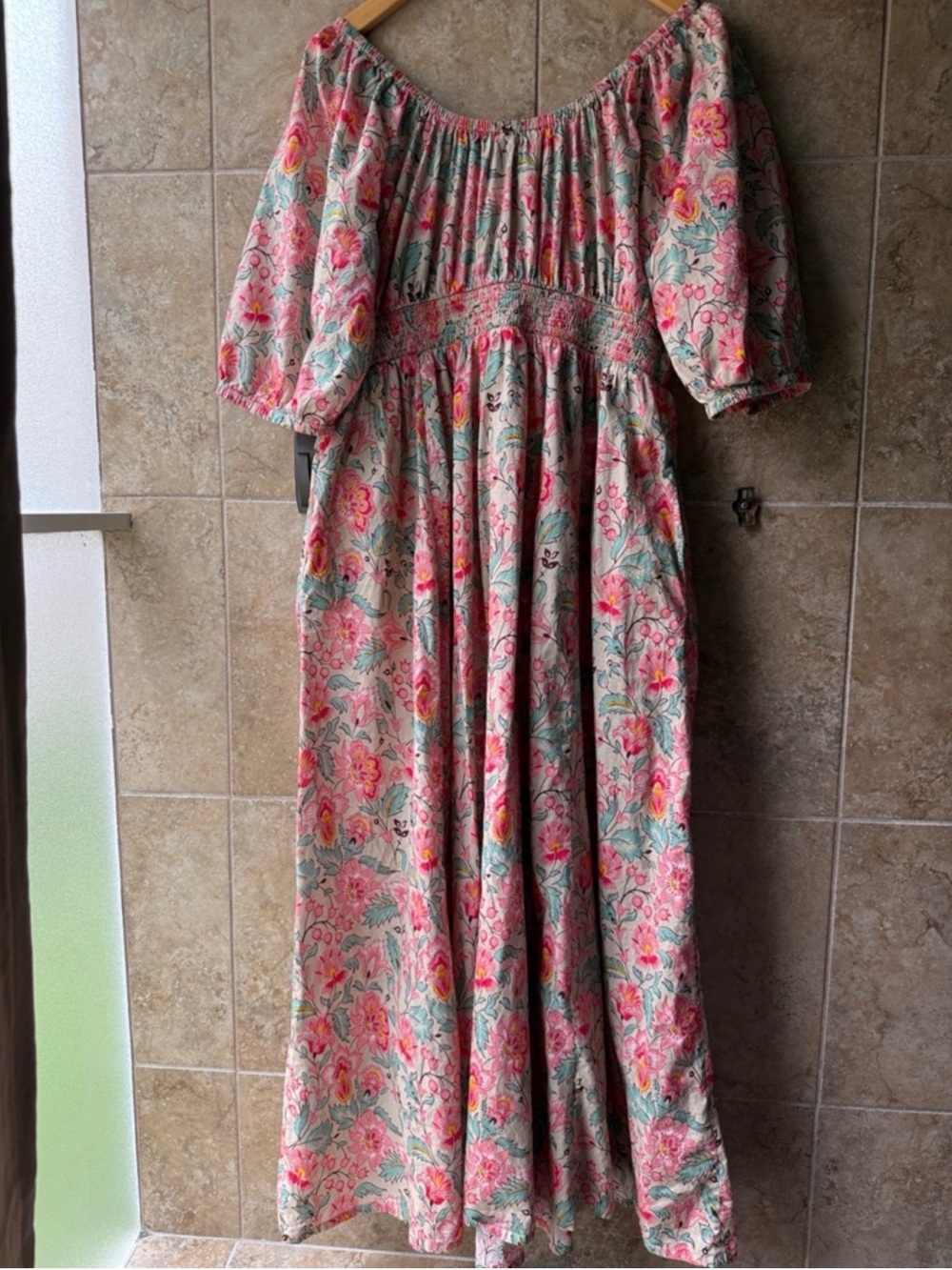 Boden Gardenia Whirl Floral Cotton Midi Dress Pockets Smocked US 16/18 - Picture 7 of 13